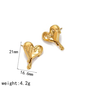 1 Pair Simple Classic Style Heart Shape Stainless Steel  Gold Color Women's Stud Earrings h5 Picture3